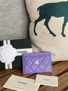 Chanel AP0213 Card Holder Calfskin Purple