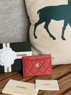 Chanel AP0213 Card Holder Calfskin Red