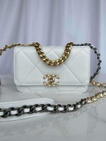 Chanel AP3267 19 Wallet on Chain Woc Shiny Lambskin White