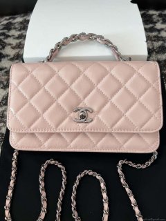 Chanel AP3645 Woc Wallet on Chain Pink Shiny Crumpled Calfskin Strass & Ruthenium Finish Metal