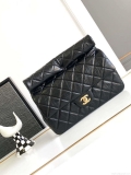 Chanel AS4199 Clutch Lambskin Gold tone Metal Black