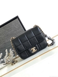 Chanel AS3744 Mini Flap Bag White Lambskin Resin & Gold-Tone Metal Black