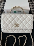 Chanel A96033 Woc Wallet on Chain With Small flower Handle White Lambskin