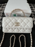 Chanel A96034 Woc Wallet on Chain With Small flower Handle White Lambskin