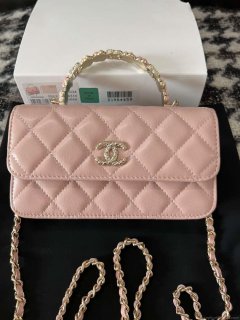 Chanel A96034 Woc Wallet on Chain With Small flower Handle Pink Lambskin