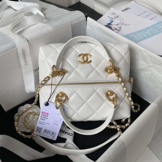 Chanel AS4201 Bag With Top Handle Calfskin White