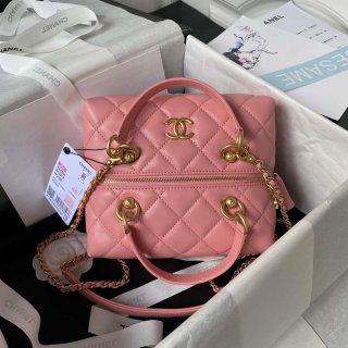 Chanel AS4201 Bag With Top Handle Calfskin Pink