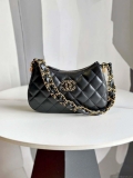 Chanel AP3647 23K Small Hobo Bag Lambskin Gold Metal Black