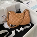 Chanel AP3647 23K Small Hobo Bag Lambskin Gold Metal Caramel