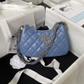 Chanel AP3647 23K Small Hobo Bag Lambskin Gold Metal Blue