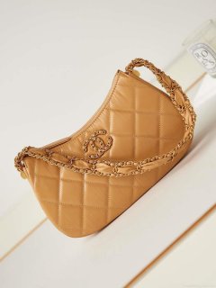 Chanel AS4422 23K Hobo Bag Lambskin Gold Metal Caramel