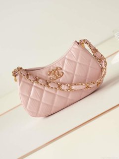 Chanel AS4422 23K Hobo Bag Lambskin Gold Metal Pink