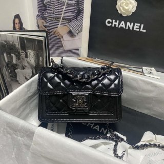 Chanel AS4051 Flap Bag Lambskin Black Metal with Black