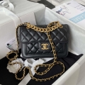 Chanel AS4051 Flap Bag Lambskin Gold Metal Black