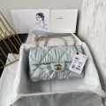 Chanel AS1118 Flap bag Satin fabric Light blue