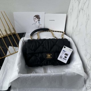 Chanel AS1118 Flap bag Satin fabric Black