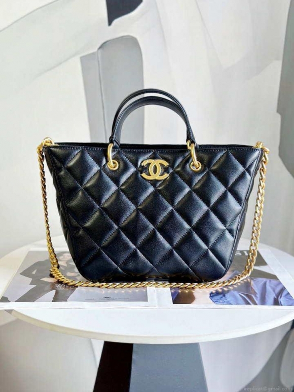 Chanel AS2120 small Shopping Bag Lambskin Black