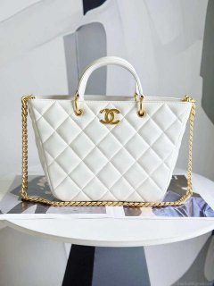 Chanel AS2120 small Shopping Bag Lambskin White