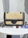 Chanel AS1116 Small Flap bag Raffia A69900 Beige & Black