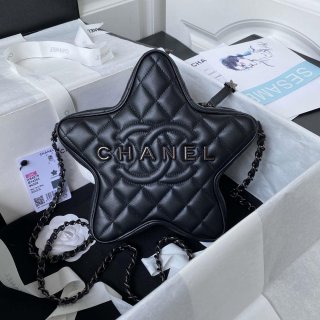 Chanel AS4579 Star Handbag metallic Lambskin Black metal Black