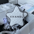 Chanel AS4579 Star Handbag metallic Lambskin Black metal White