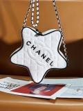 Chanel AS4579 Star Handbag Satin & Black-tone metal White