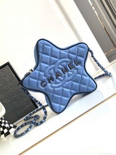 Chanel AS4579 Star Handbag Satin & Black-tone metal Blue