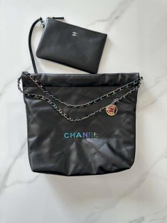 Chanel 22 AS3260 Small Handbag Shiny Calfskin Black Symphony Hardware