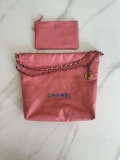 Chanel 22 AS3260 Small Handbag Shiny Calfskin Pink Symphony Hardware