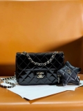 Chanel AS4646 MINI FLAP BAG & STAR COIN PURSE Mirror Calfskin Metallic Calfskin & Gold-Tone Metal Black