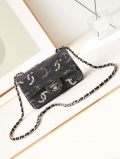 Chanel AS1119 Small Flap Classic Handbag Black Denim beaded sequin bag