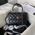 Chanel AS4654 Trendy CC Flap Bag With Top Handle Lambskin & Gold-Tone Metal Black