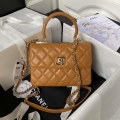 Chanel AS4654 Trendy CC Flap Bag With Top Handle Lambskin & Gold-Tone Metal Orange