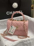 Chanel AS4654 Trendy CC Flap Bag With Top Handle Pink Lambskin Multicolor Logo