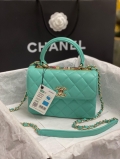 Chanel AS4654 Trendy CC Flap Bag With Top Handle Blue Lambskin Multicolor Logo