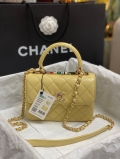 Chanel AS4654 Trendy CC Flap Bag With Top Handle Yellow Lambskin Multicolor Logo