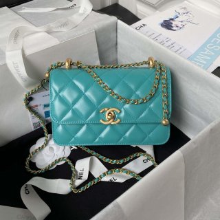 Chanel AS2615 Woc Wallet on Chain with Gold Charm Mini Vintage Calfskin Bag