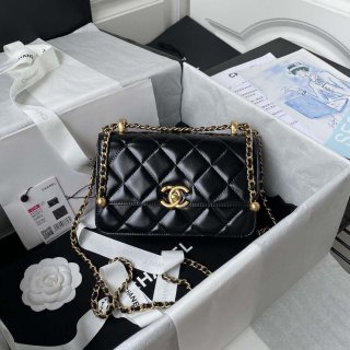 Chanel AS2615 Woc Wallet on Chain with Gold Charm Mini Vintage Calfskin Bag Black