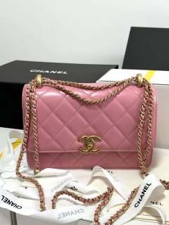 Chanel AS2649 Woc Wallet on Chain with Gold Charm Small Vintage Calfskin Bag Pink