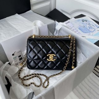 Chanel AS2649 Woc Wallet on Chain with Gold Charm Small Vintage Calfskin Bag Black