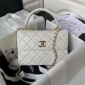 Chanel Trendy 24C Flap Bag With Top Handle Lambskin bag A92236 White Gold