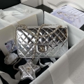 Chanel AS4648 Flap Bag & STAR COIN PURSE Mirror Calfskin Metallic Calfskin & Gold-Tone Metal Silver