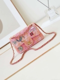 Chanel 24C AS1116 Small Flap bag Woolen A69900 Orange & Pink