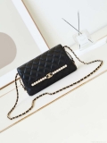 Chanel 23K AS4452 Flap Bag Lambskin With Pearl & Metal Chain Black