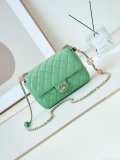 Chanel AS3783 Small Flap Bag 23P Lambskin Gold-Tone Metal 18.5 cm Green