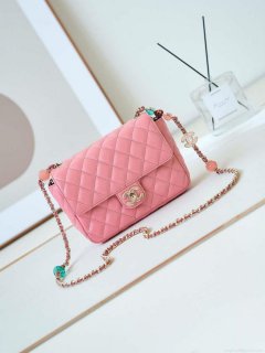 Chanel AS3783 Small Flap Bag 23P Lambskin Gold-Tone Metal 18.5 cm Pink