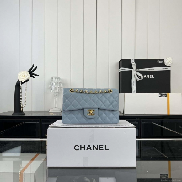 Chanel A01117 Flap Handbag Classic Bag Ligth Blue Lambskin