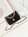 Chanel AS4384 Mini Flap Bag Pearly Lambskin Imitation Pearls & Gold-Tone Metal Black