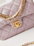 Chanel AS4384 Mini Flap Bag Pearly Lambskin Imitation Pearls & Gold-Tone Metal Pink