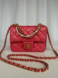 Chanel AS4384 Mini Flap Bag Pearly Lambskin Imitation Pearls & Gold-Tone Metal Red